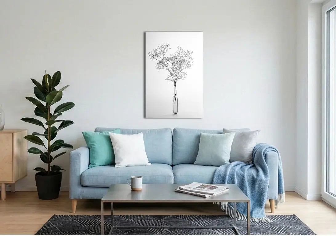 Gypsophila 1 von Birte Zabel an der Wand – Fineart Print auf Alu-Dibond matt, limitierte Auflage, botanische Fotokunst | Kunst-Direkt.de
