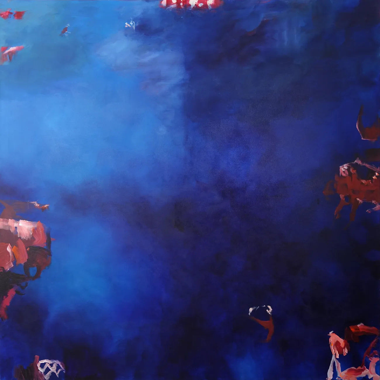 Red corals in the deep blue sea