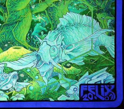 Fish Dances - Abstrakte Kunst - Kunstdruck auf Aluminium, details signatur