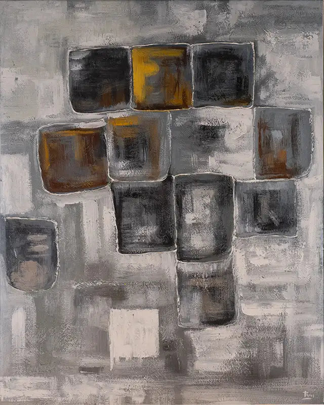 Gefundene Felder - Abstrakte Landschaft - ölgemälde auf Leinwand