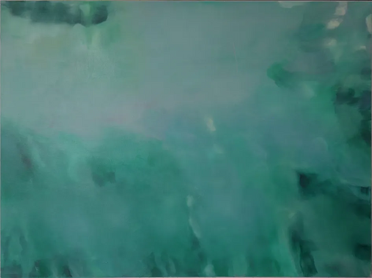 Acrylgemälde, 120 x 160 cm,  grün und hellblau, Marion Schmidtke, der transparente grüne Ozean, lichtreflexe auf der Oberfläche, Kunst-Direkt.de