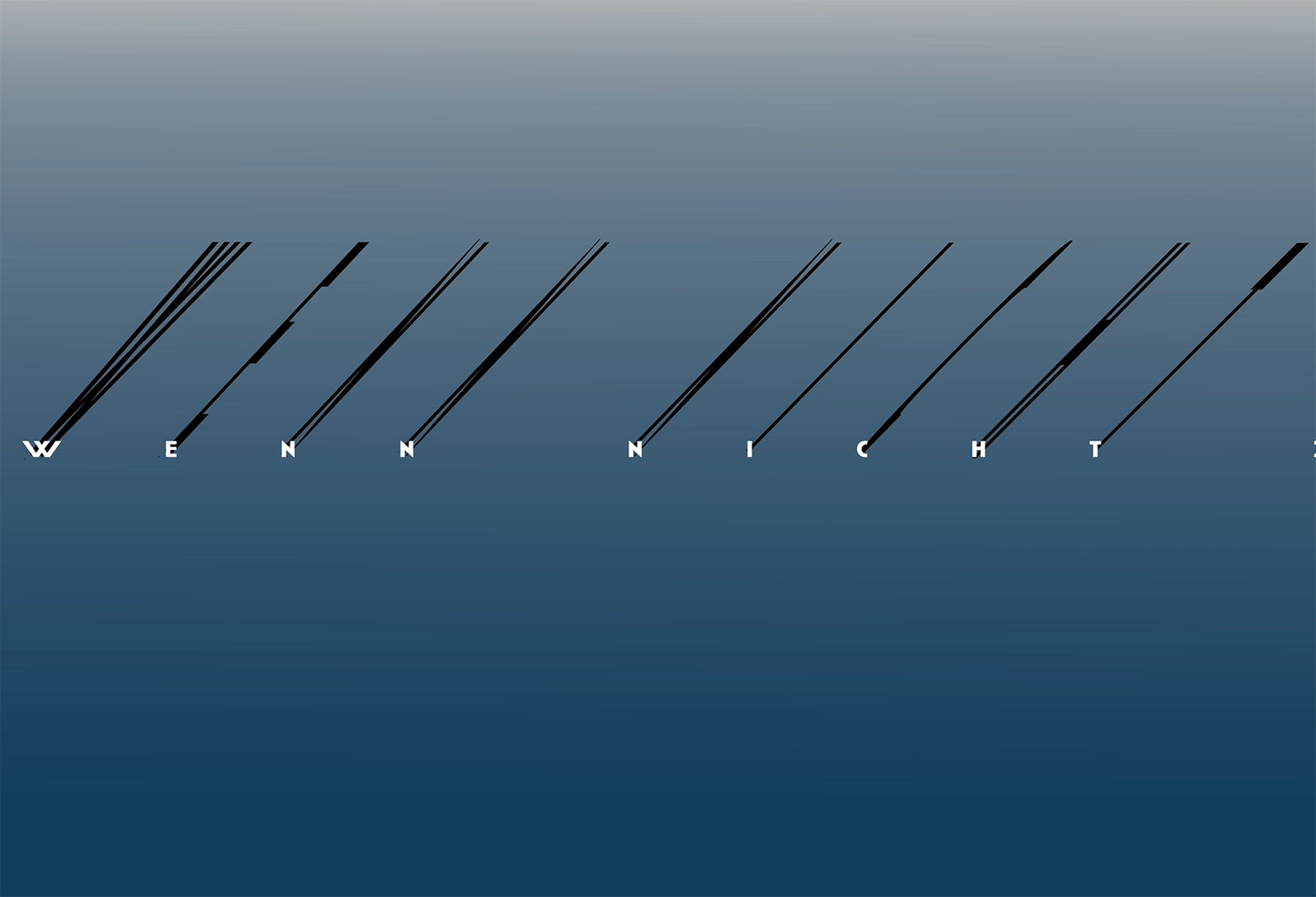 Detailaufnahme Wenn nicht jetzt – Filigrane Schattentypografie, dramatisch verzerrte Schatten, rhythmische Linienstruktur, Rolf Krieger | Kunst-Direkt.de

