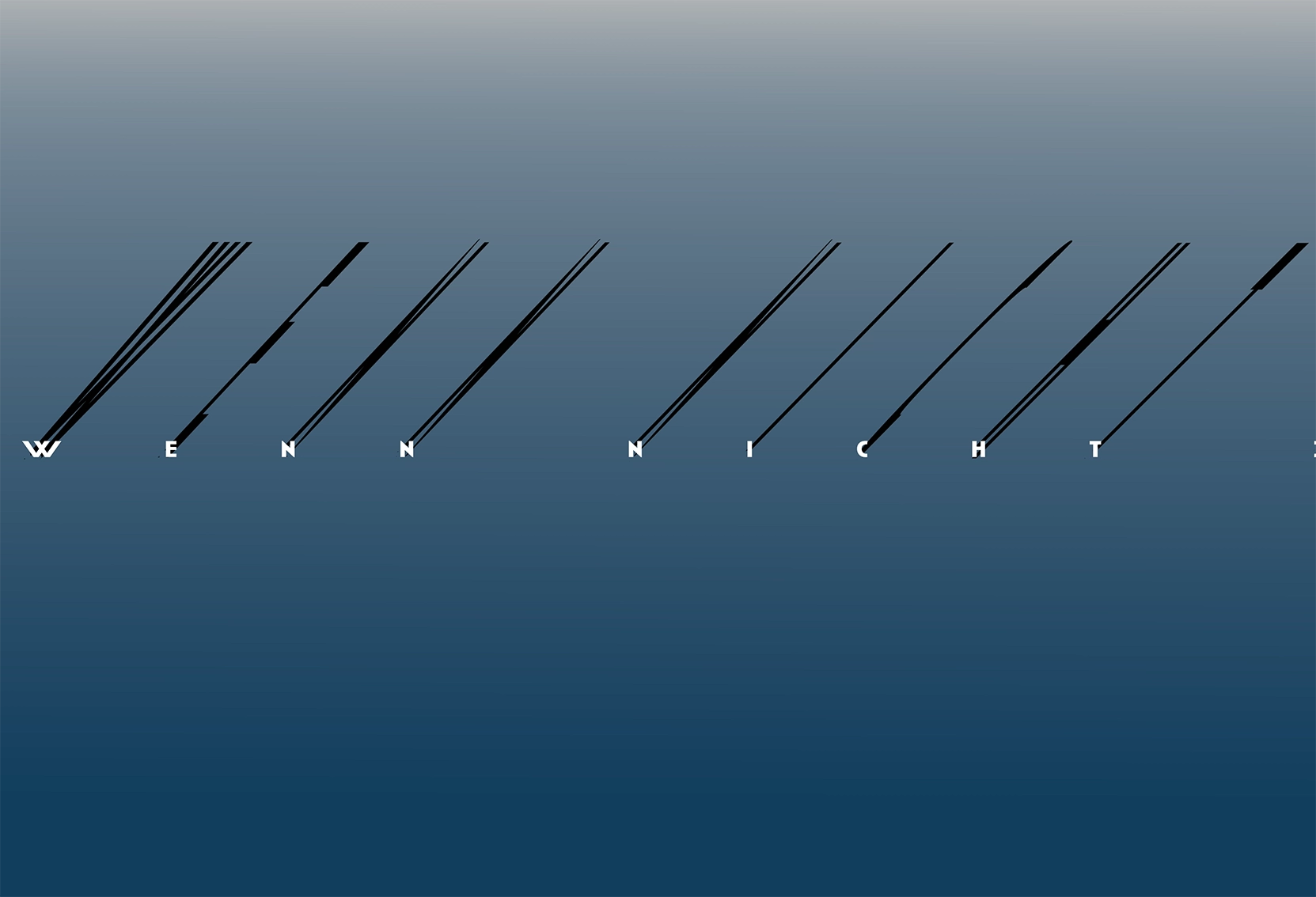 Detailaufnahme Wenn nicht jetzt – Filigrane Schattentypografie, dramatisch verzerrte Schatten, rhythmische Linienstruktur, Rolf Krieger | Kunst-Direkt.de
