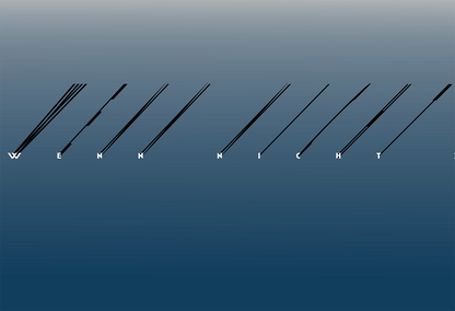 Detailaufnahme Wenn nicht jetzt – Filigrane Schattentypografie, dramatisch verzerrte Schatten, rhythmische Linienstruktur, Rolf Krieger | Kunst-Direkt.de
