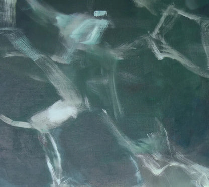 Acrylgemälde, 160 x 160 cm, Reflexionen auf dem Wasser, details, grün und hellgrün, abstrakt, Marion Schmidtke, Kunst-Direkt.de