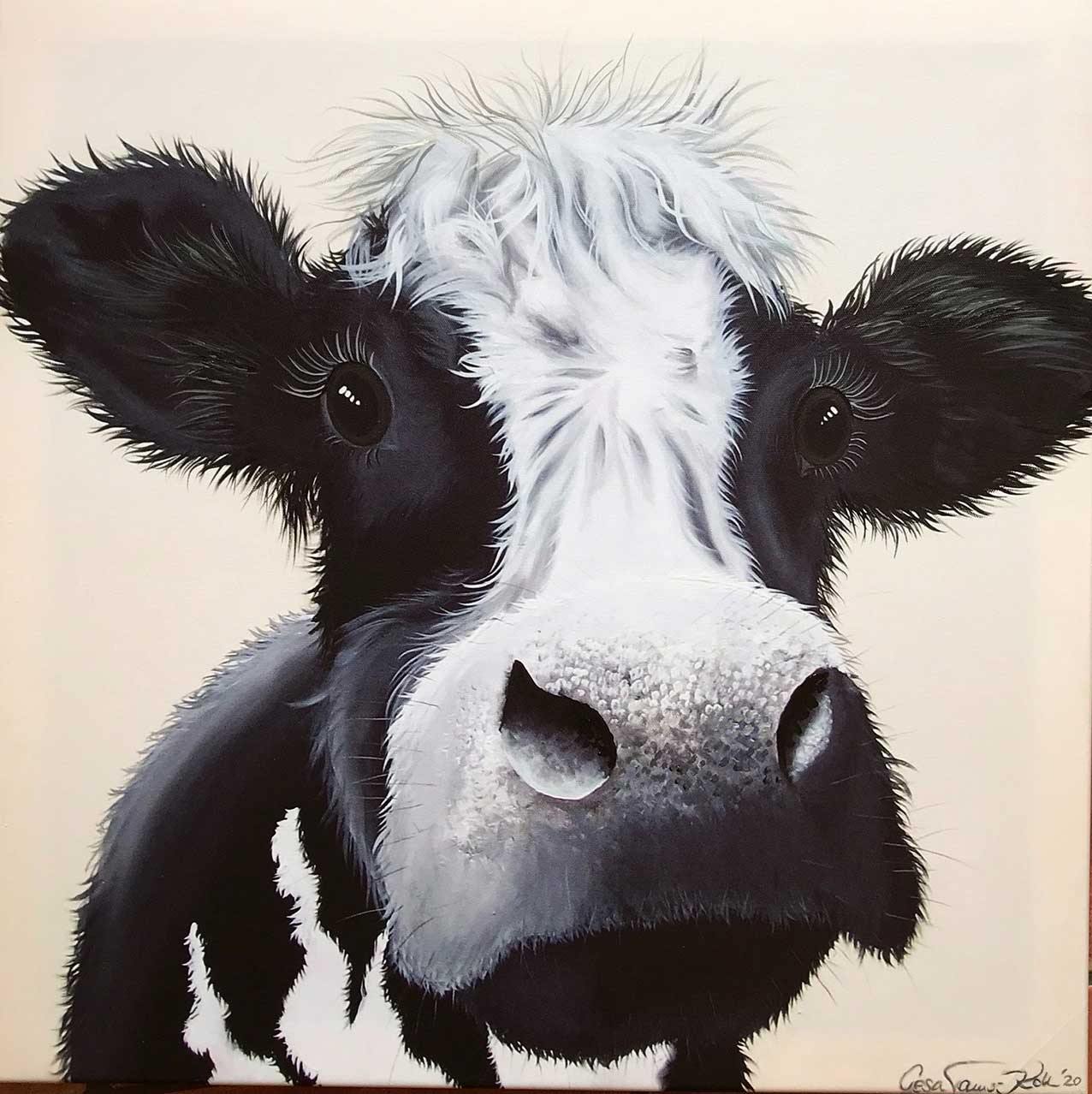 Freundliche Kuh, gemalt