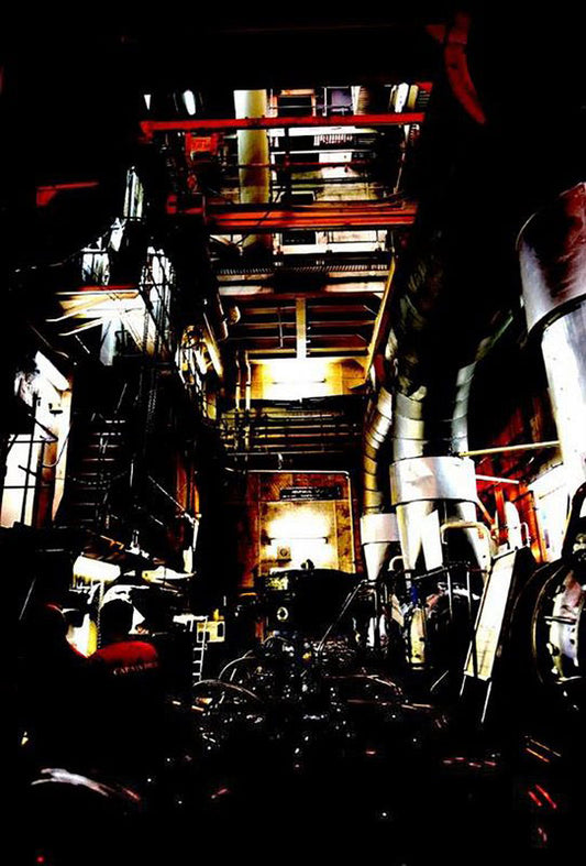 der maschinenraum des Museumsschiffs Cap san diego, weitwinkelaufnahme