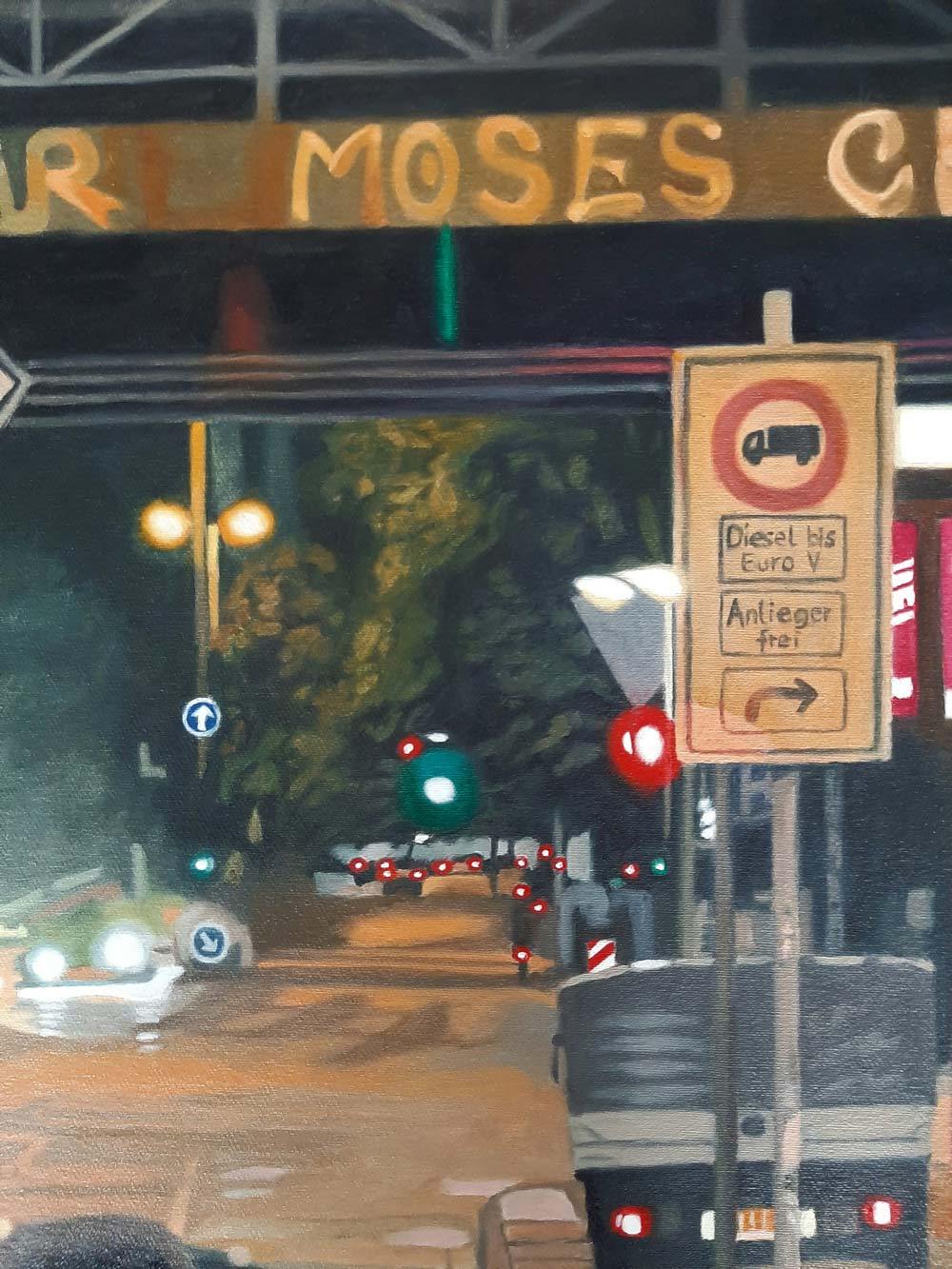 Ölgemälde, U-Bahn Brücke in Hamburg, 100 x 100 cm, details struktu, Ulla Kutter, Kunst-Direkt.de