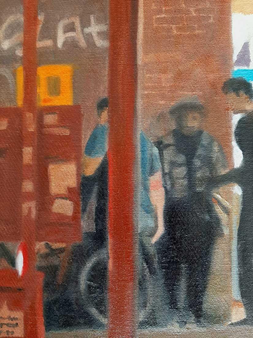 Ölgemälde, U-Bahn Brücke in Hamburg, 100 x 100 cm,  details, Ulla Kutter, Kunst-Direkt.de