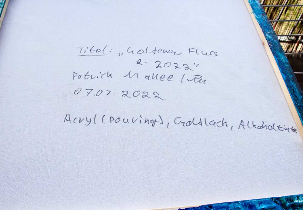 Rückseite des  Bildes mit Signatur