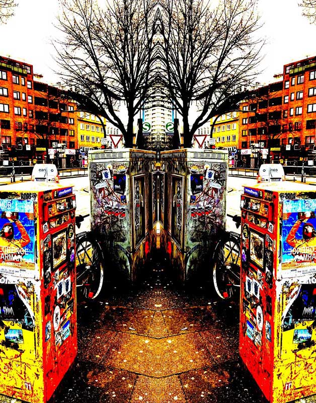 Ansicht Hamburg Kiez, gespiegeltes Foto 