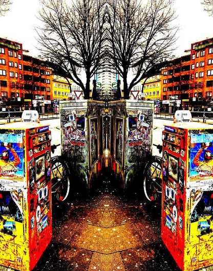 Ansicht Hamburg Kiez, gespiegeltes Foto 