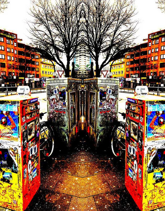 Ansicht Hamburg Kiez, gespiegeltes Foto 