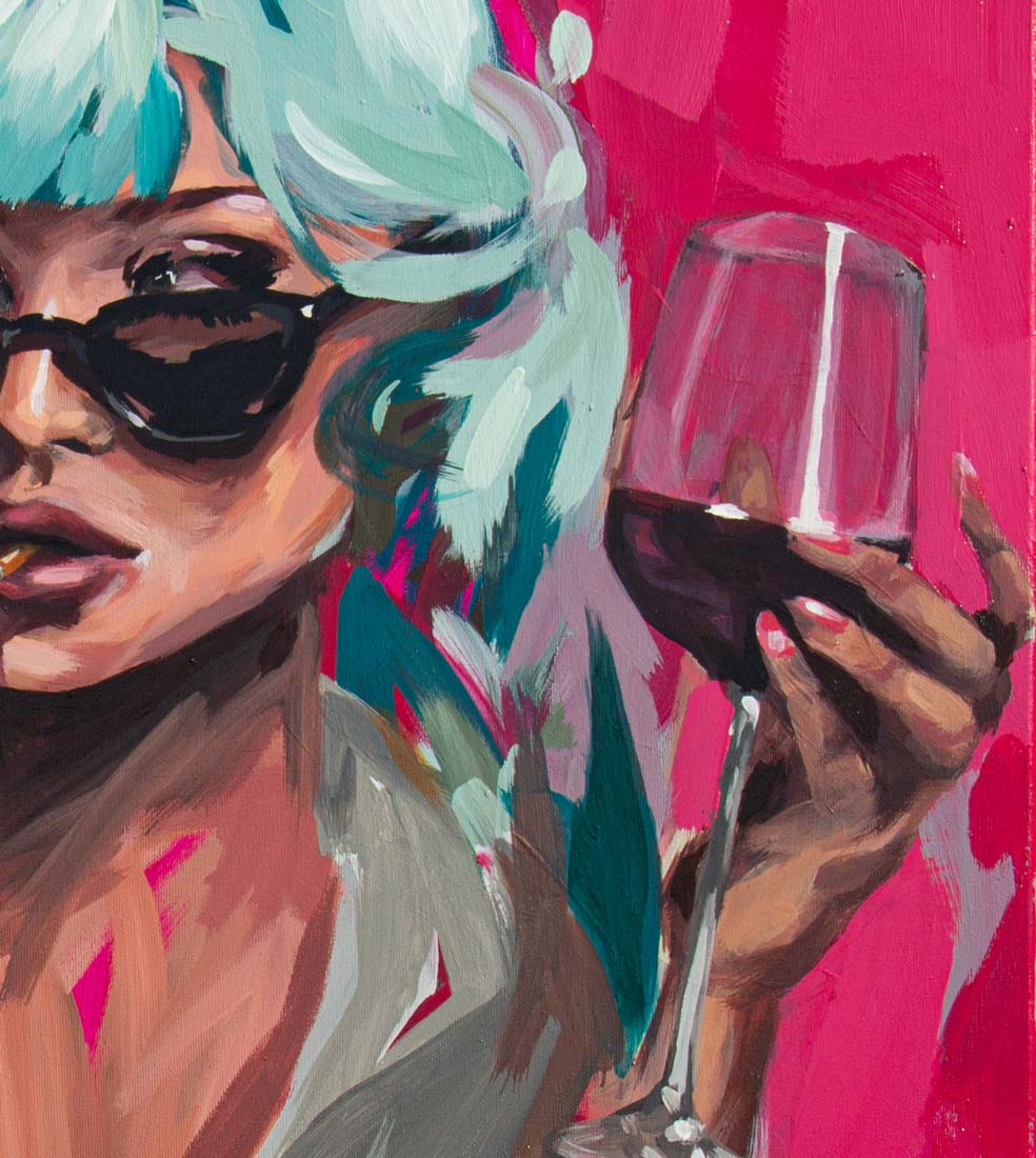 Frau mit Weinglas, Fineart Print, Aileen Clausager, 100 x 75 cm, Details Kunst-Direkt.de