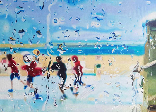 Ölgemälde, Strand bei Regen, 50 x 70 cm, Ulla Kutter, Kunst-Direkt.de