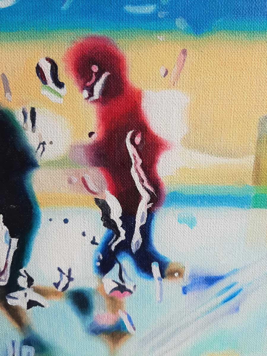 Ölgemälde, Strand bei Regen, 50 x 70 cm, Ulla Kutter, Kunst-Direkt.de, details menschen