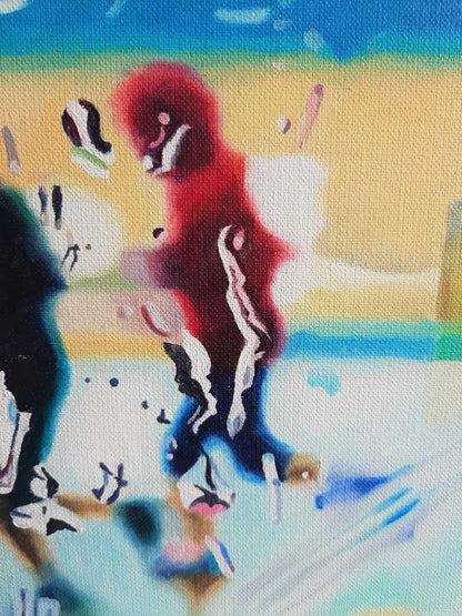 Ölgemälde, Strand bei Regen, 50 x 70 cm, Ulla Kutter, Kunst-Direkt.de, details menschen