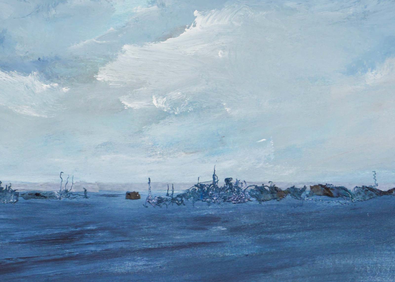 SKY-LINE No 143 - Abstrakte Landschaft, Acrylgemälde auf Leinwand, detailaufnahme