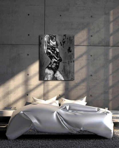 Fineart Print, Frau mit Maske, aileen Clausager - Museumsqualität, schwarz weiß, hängend, verschiedene Abmessungen, Kunst-Direkt.de