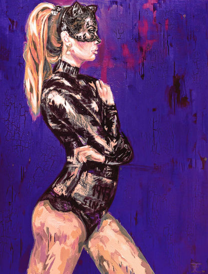 Fineart Print, Frau mit Maske, aileen Clausager - Museumsqualität, , blau, verschiedene Abmessungen, Kunst-Direkt.de