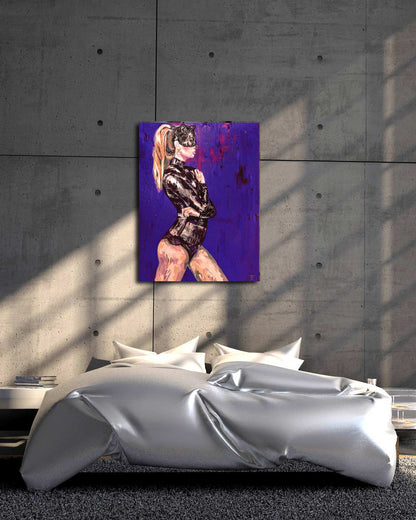 Fineart Print, Frau mit Maske, aileen Clausager - Museumsqualität, verschiedene Abmessungen, an wand hängend, Kunst-Direkt.de