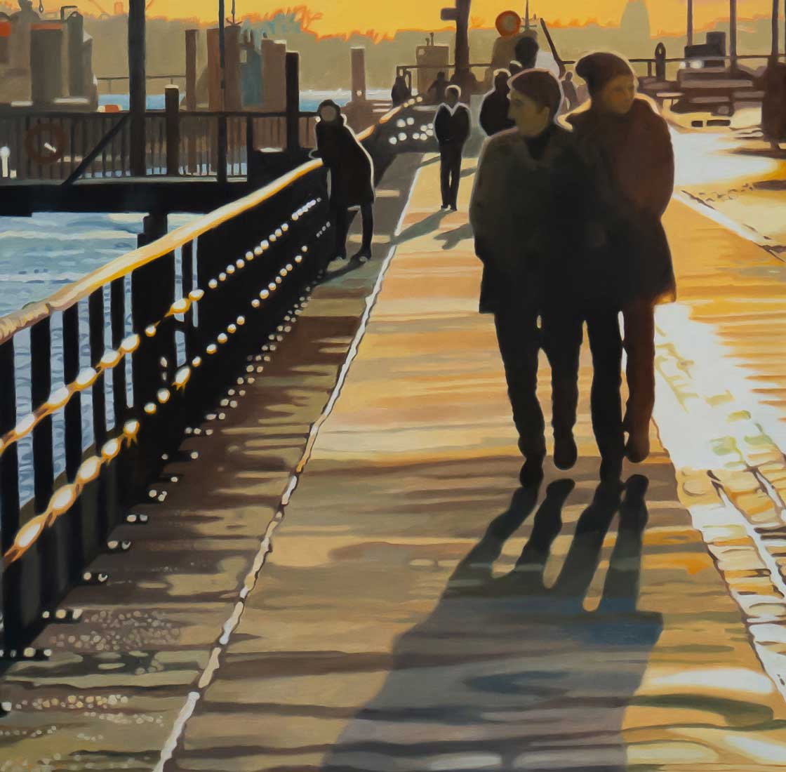 Fineart Print eines Ölgemäldes von Ulla Kutter, ein Paar in Hamburg an der Elbe, verschiede Ausführungen, Kunst-Direkt.de, details figuren