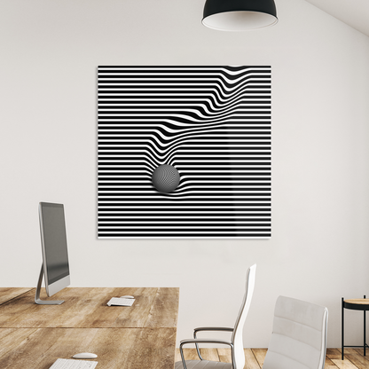 Bild mit schwarzen Linien an einer Wand