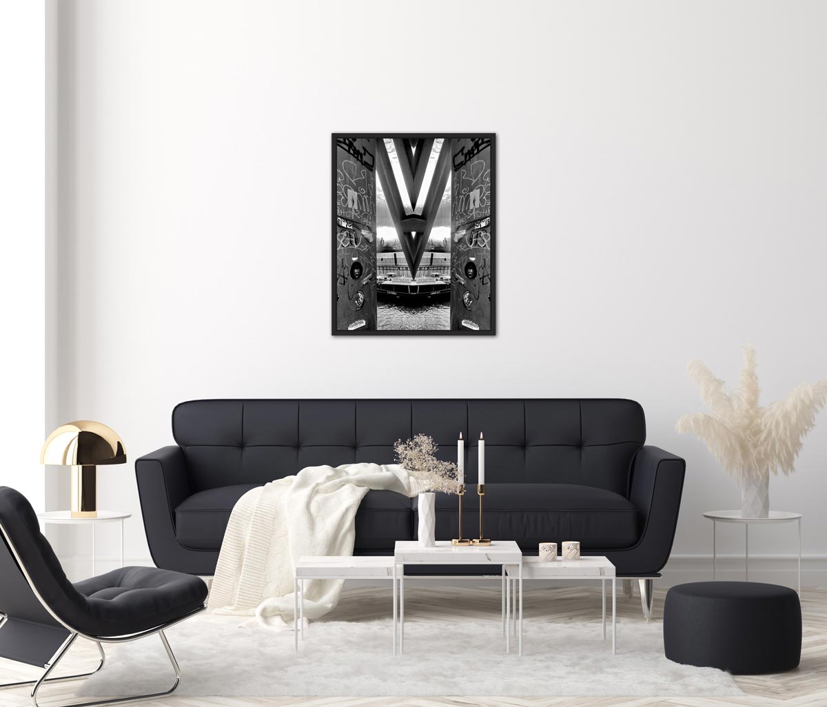 Aus spitzem Winkel - Architektur Fotografie - Kunstdruck auf Leinwand, an wand hängend