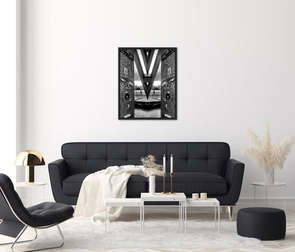 Aus spitzem Winkel - Architektur Fotografie - Kunstdruck auf Leinwand, an wand hängend