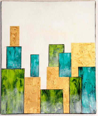 Common City 4 - Abstrakte Stadtansicht - acrylgemälde auf Leinwand, hochformat