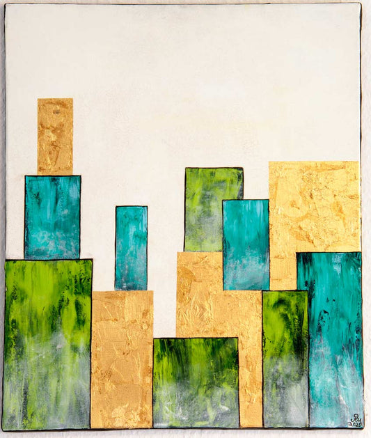 Common City 4 - Abstrakte Stadtansicht - acrylgemälde auf Leinwand, hochformat