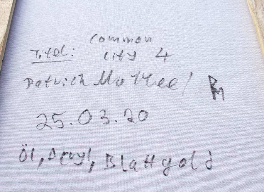 Common City 4 - Abstrakte Stadtansicht - acrylgemälde auf Leinwand, hochformat, Rückseite signatur