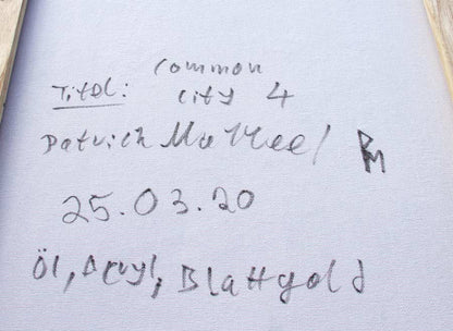 Common City 4 - Abstrakte Stadtansicht - acrylgemälde auf Leinwand, hochformat, Rückseite signatur