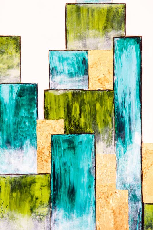 Common City 6 - Abstrakte Stadtansicht - Kunstdruck auf Leinwand, detailansicht