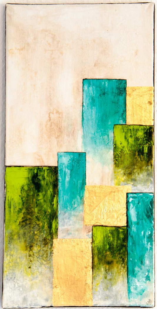 Common City A - Abstrakte Stadtansicht - Acrylgemälde auf Leinwand, hochformat