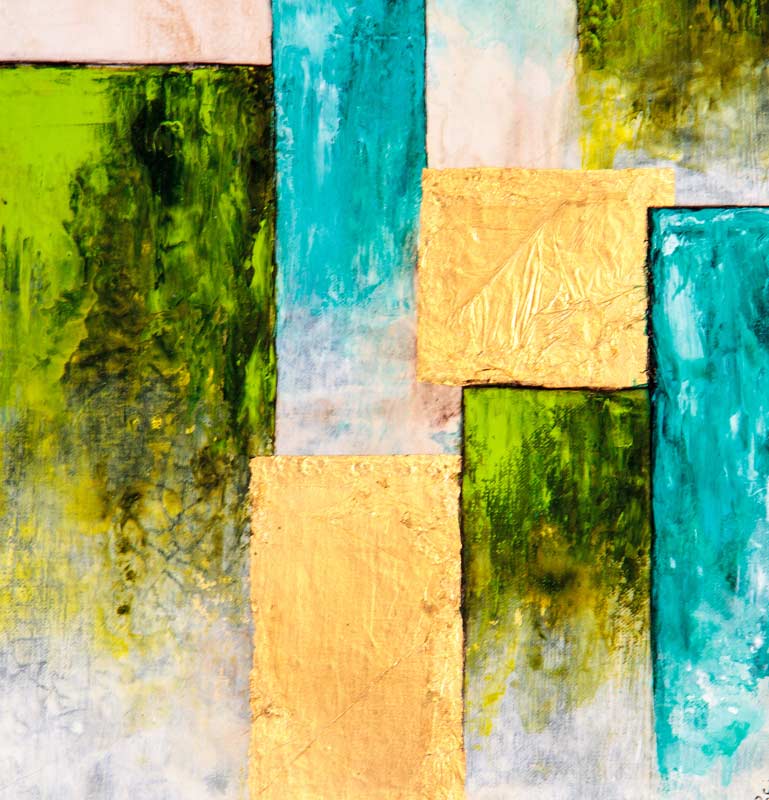 Common City A - Abstrakte Stadtansicht - Acrylgemälde auf Leinwand, hochformat, detail