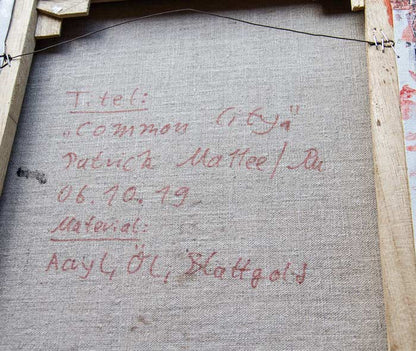 Common City A - Abstrakte Stadtansicht - Acrylgemälde auf Leinwand, hochformat, Rückseite signatur