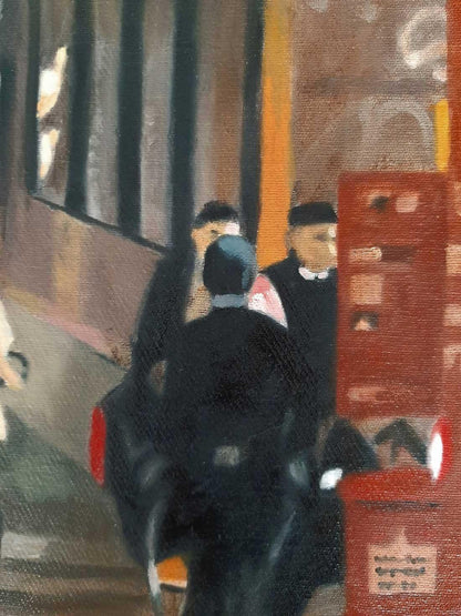 Ölgemälde, U-Bahn Brücke in Hamburg, 100 x 100 cm, details farben, Ulla Kutter, Kunst-Direkt.de