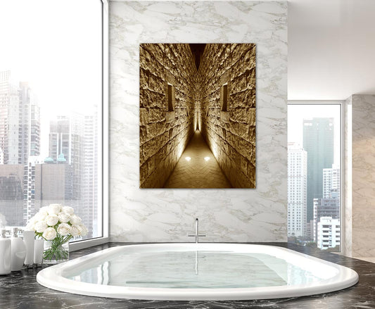 Schmaler Zugang - Architektur Fotografie - Kunstdruck auf Leinwand, an wand hängend